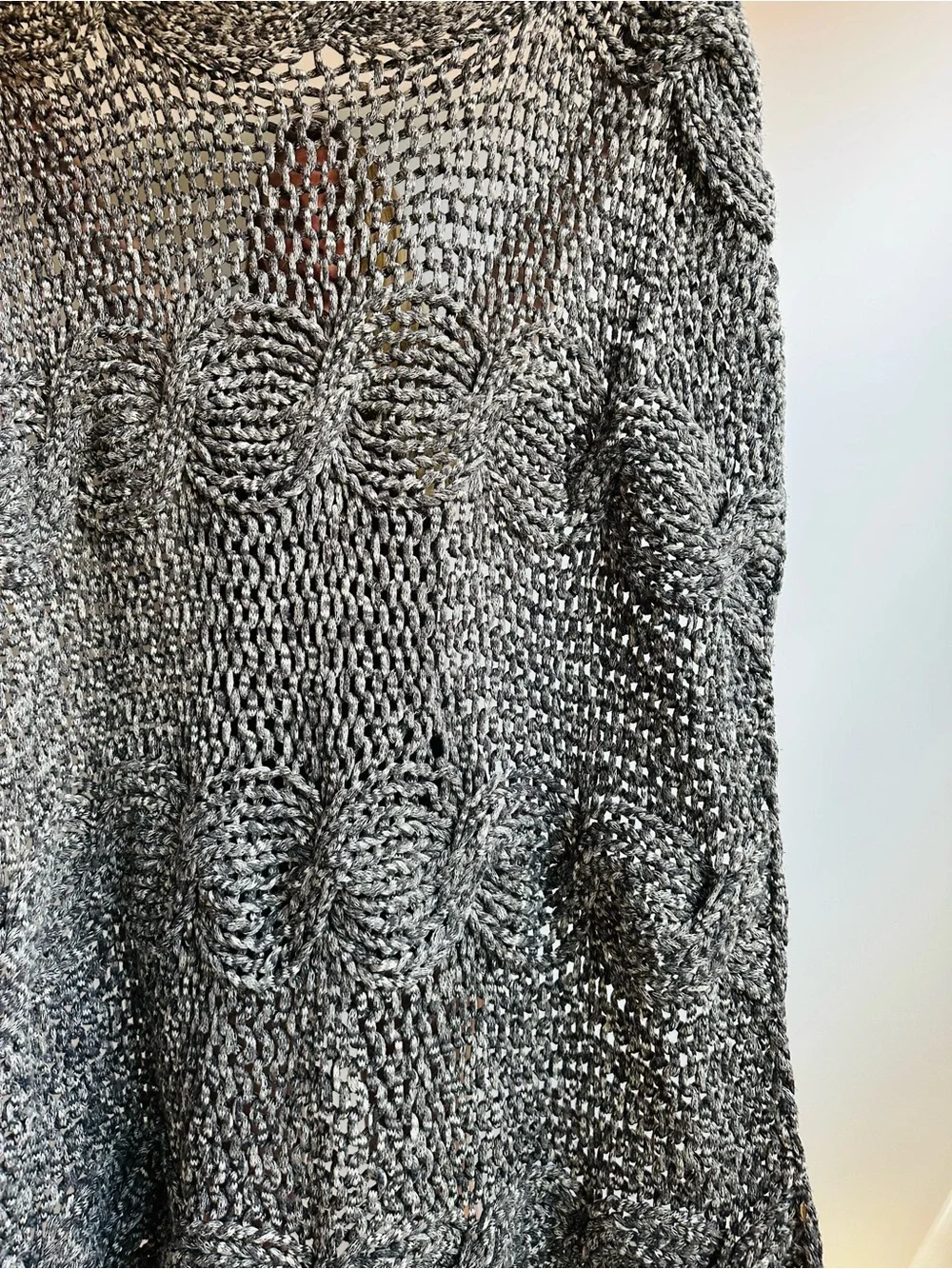 Pottery Barn Colossal Cable Knit Throw Blanket Gray Marl Twin Size 75x65 Boho
